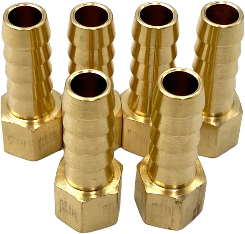 Bumugufu 6 Pcs 1/8" NPT Female x 5/16" Barb Adapter Connectors, Brass 5/16" Barb to 1/8" NPT Female Fittings for Compressor, Fuel, Oil, Gas - Image 1